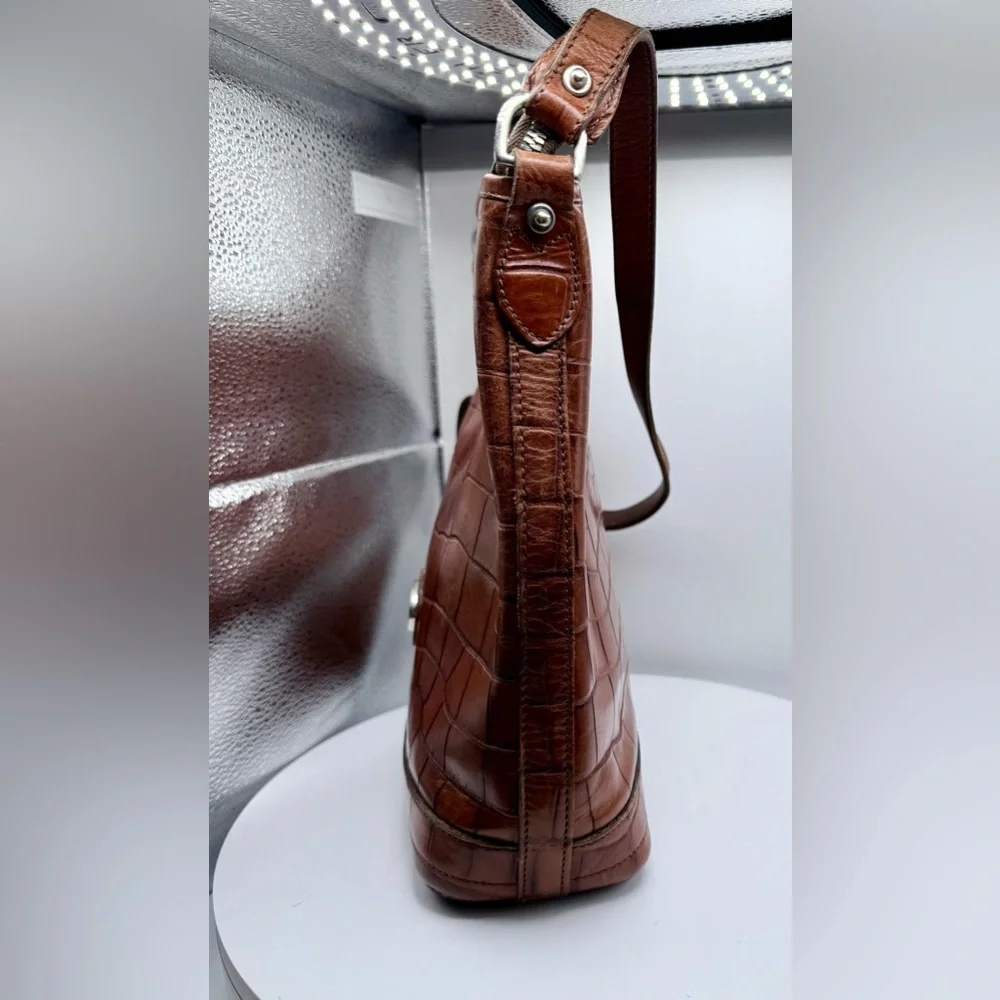 Vintage Dooney & Bourke Brown Croco Embossed Leather Hobo Bag + Wallet USA - Picture 4 of 16